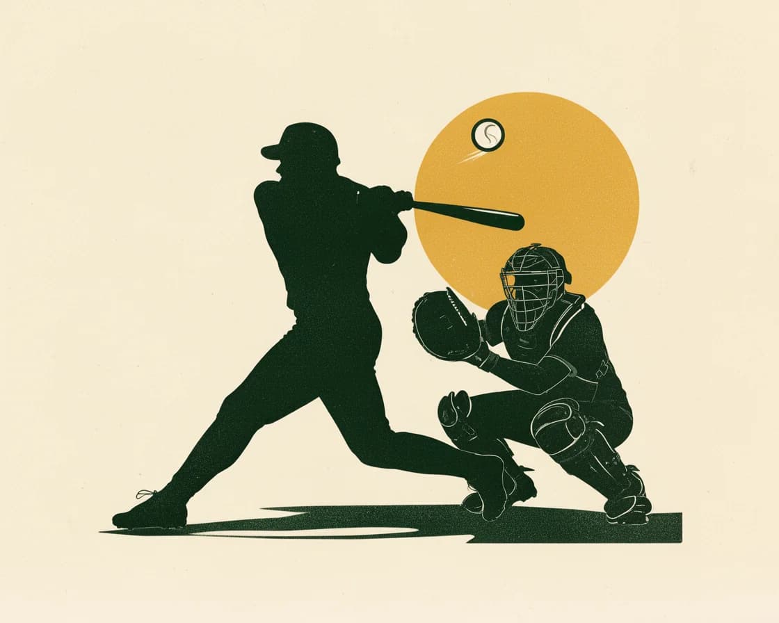 Baseball illustration in The Ticket Lottery poster style