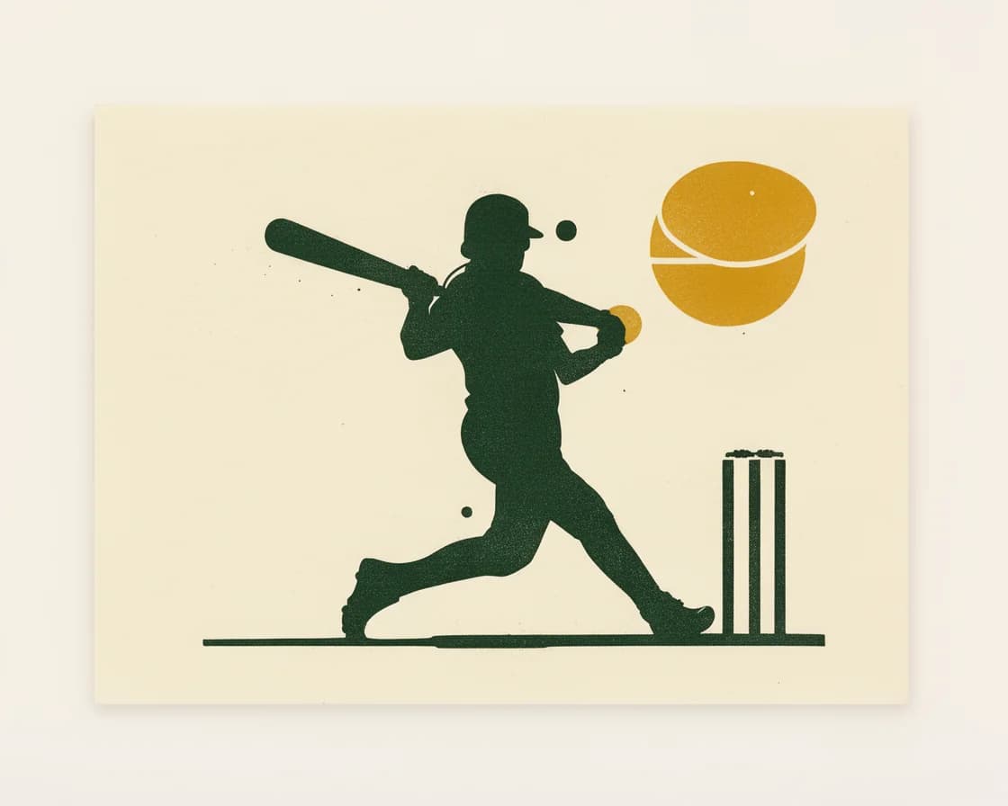 Cricket illustration in The Ticket Lottery poster style