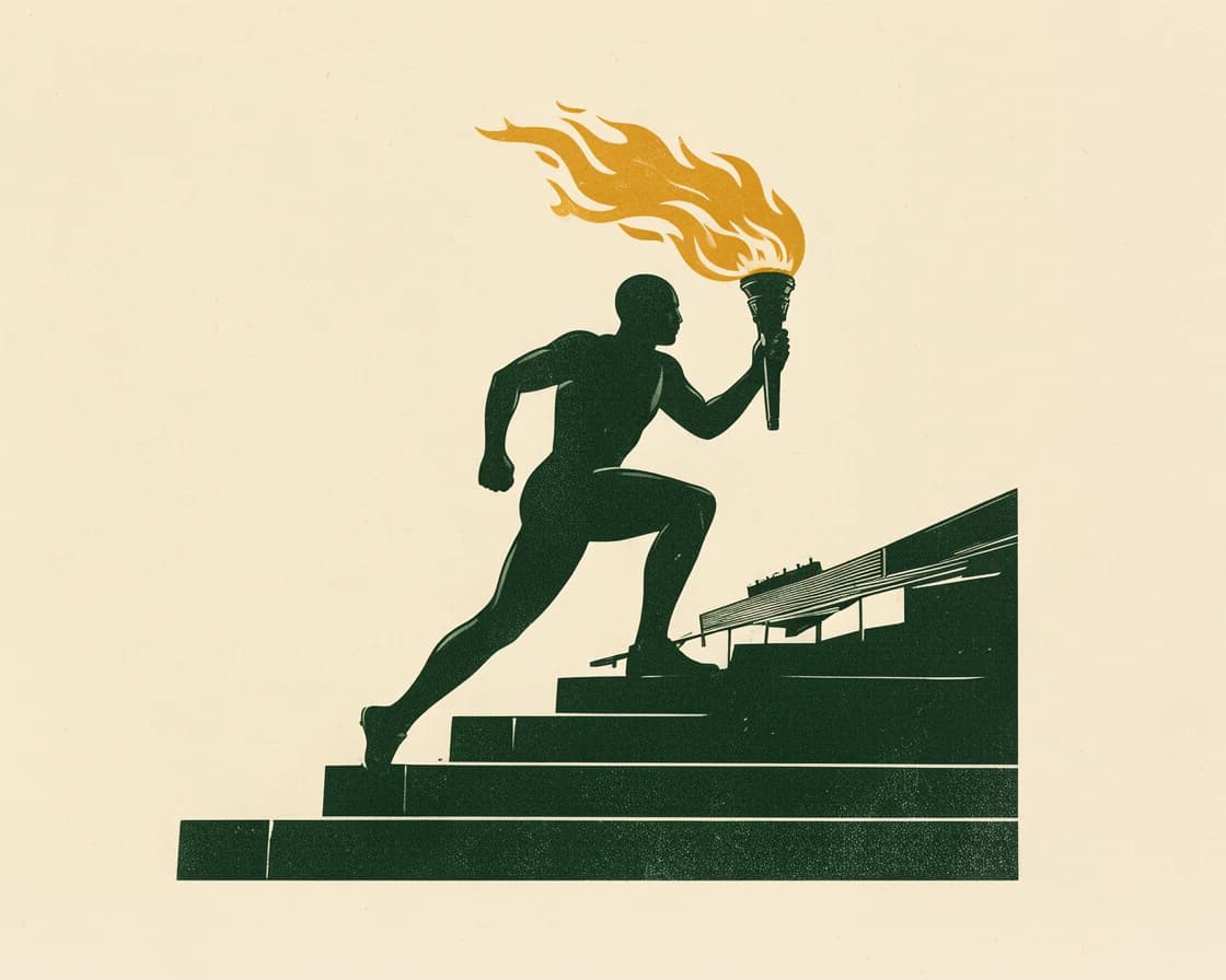 Olympics illustration in The Ticket Lottery poster style